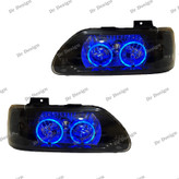 چراغ جلو اسپرت پراید طرح حلقه سه بعدی آبی داخل مشکی