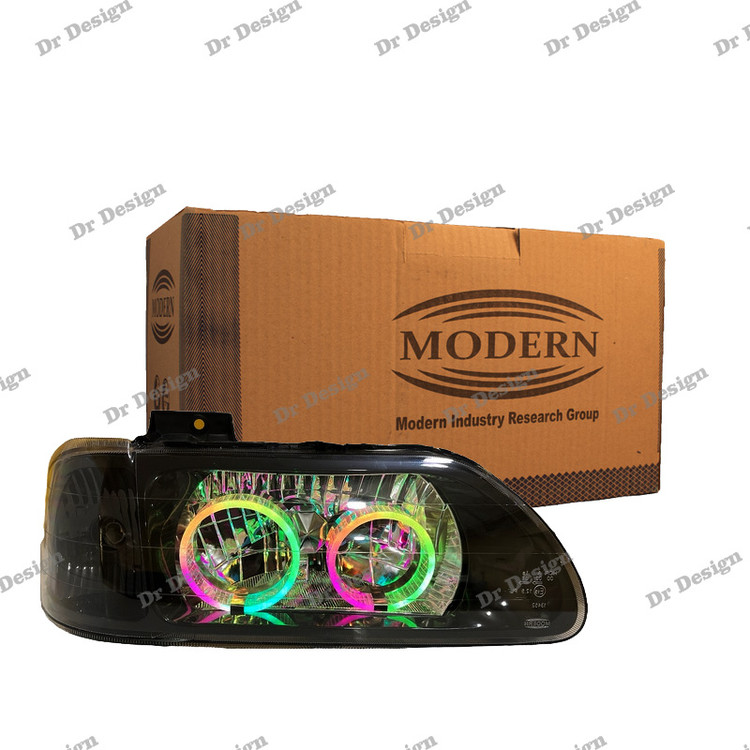 چراغ جلو اسپرت پراید مدرن طرح حلقه سه بعدی فولکالر داخل مشکی