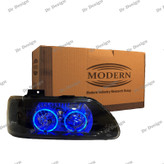 چراغ جلو اسپرت پراید مدرن طرح حلقه سه بعدی آبی داخل مشکی