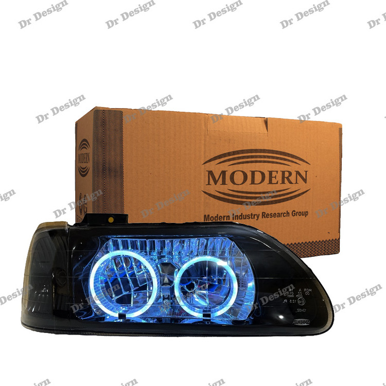 چراغ جلو اسپرت پراید مدرن طرح حلقه سه بعدی آبی یخی داخل مشکی