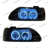 چراغ جلو اسپرت پراید طرح حلقه سه بعدی آبی یخی داخل مشکی