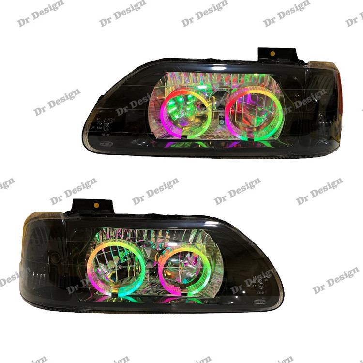 چراغ جلو اسپرت پراید طرح حلقه سه بعدی فولکالر داخل مشکی