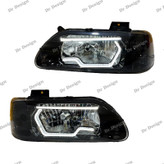 چراغ جلو اسپرت پراید طرح هگزا سه بعدی سفید دو حالته داخل مشکی