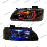 چراغ جلو اسپرت پراید طرح هگزا سه بعدی فولکالر دو حالته داخل مشکی