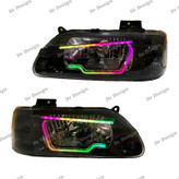 چراغ جلو اسپرت پراید طرح هگزا سه بعدی فولکالر دو حالته داخل مشکی