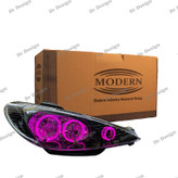 چراغ جلو اسپرت 206 مدرن طرح سه حلقه صورتی داخل مشکی