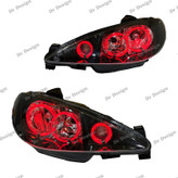 چراغ جلو اسپرت 206 طرح سه حلقه قرمز داخل مشکی