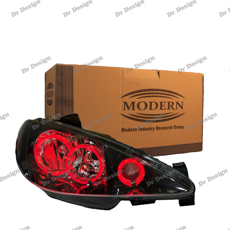 چراغ جلو اسپرت 206 مدرن طرح سه حلقه قرمز داخل مشکی