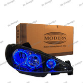 چراغ جلو اسپرت 206 مدرن طرح سه حلقه آبی داخل مشکی