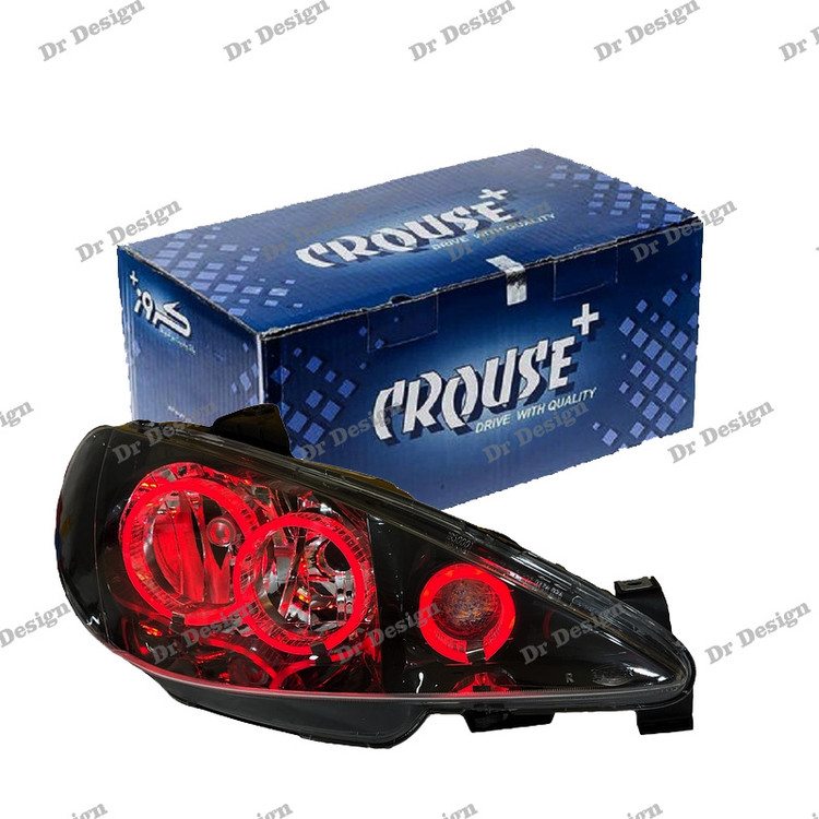 چراغ جلو اسپرت 206 کروز طرح سه حلقه قرمز داخل مشکی