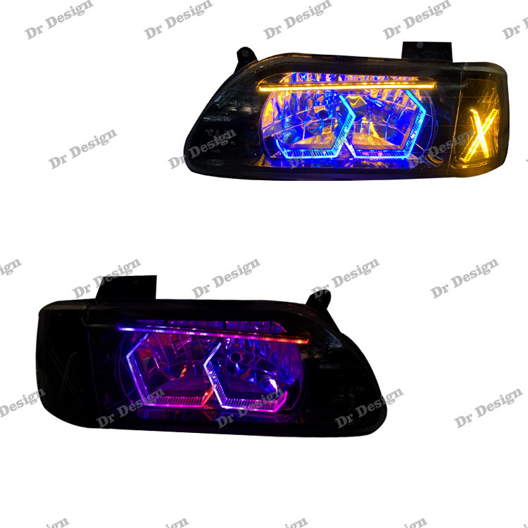 چراغ جلو اسپرت پراید طرح هگزا فولکالر داخل مشکی