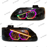 چراغ جلو اسپرت پراید طرح انگری فولکالر دو حالته داخل مشکی