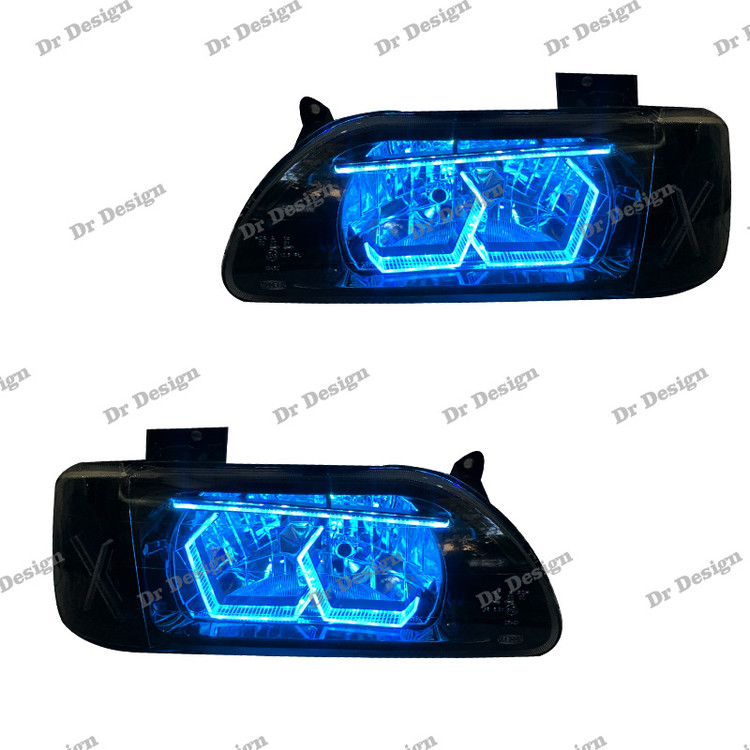 چراغ جلو اسپرت پراید طرج هگزا آبی یخی داخل مشکی