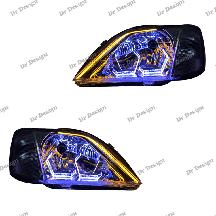 چراغ جلو اسپرت ال نود طرح هگزا سفید یخی