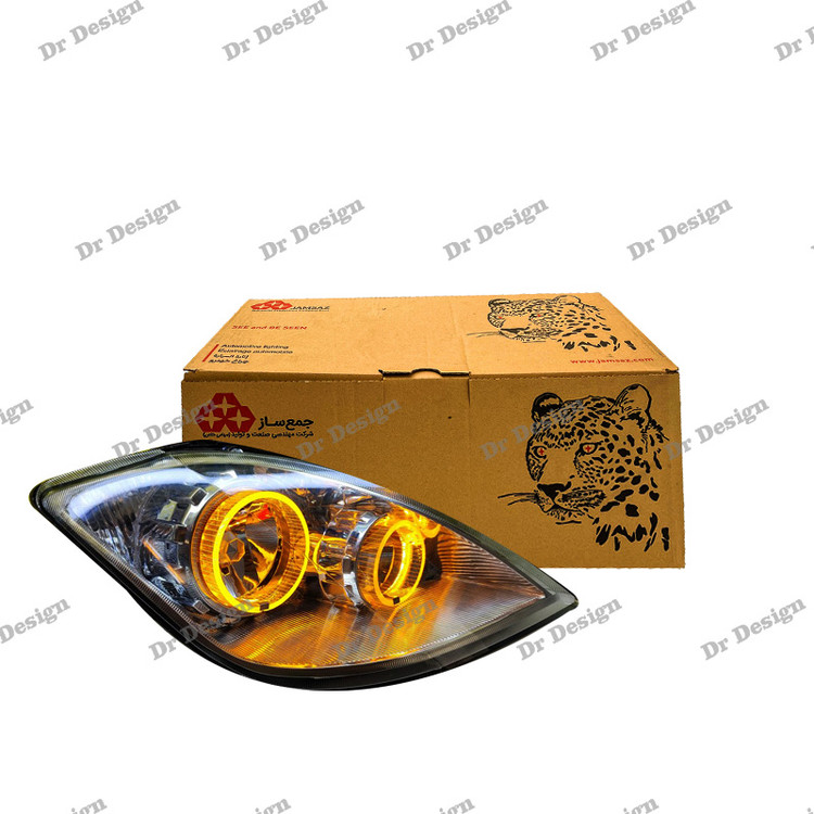چراغ جلو اسپرت جمع ساز تیبا طرح حلقه گلس سه بعدی انبه ای