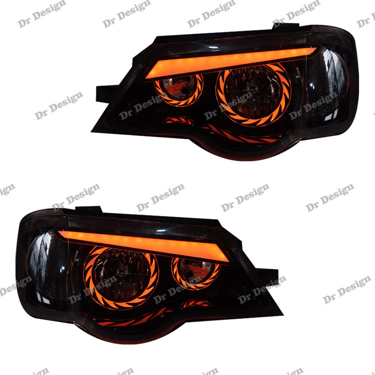 چراغ جلو اسپرت پراید طرح توربو انبه ای داخل مشکی