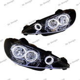 چراغ جلو اسپرت 206 طرح سه حلقه سفید داخل مشکی