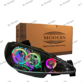 چراغ جلو اسپرت 206 مدرن طرح سه حلقه فولکالر داخل مشکی