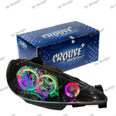 چراغ جلو اسپرت 206 کروز طرح سه حلقه فولکالر داخل مشکی