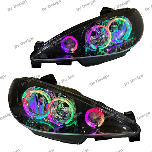 چراغ جلو اسپرت 206 طرح سه حلقه فولکالر داخل مشکی