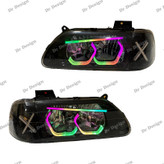 چراغ جلو اسپرت پراید طرح هگزا سه بعدی فولکالر دو حالته داخل مشکی