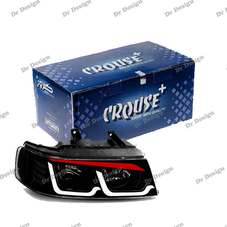 چراغ جلو اسپرت سمند کروز طرح M8 سفید قرمز داخل مشکی