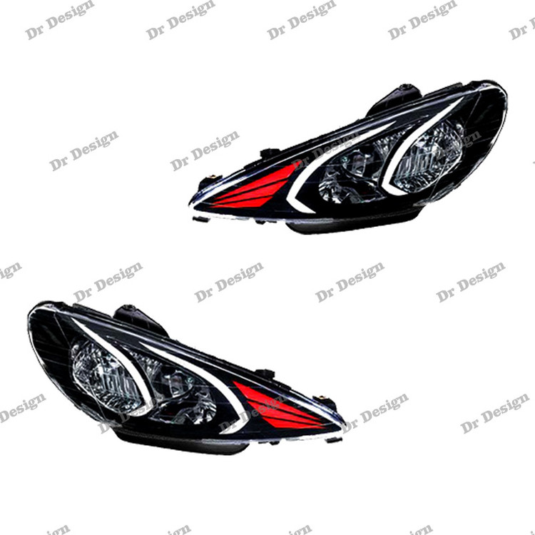 چراغ جلو اسپرت 206 طرح بنز سفید