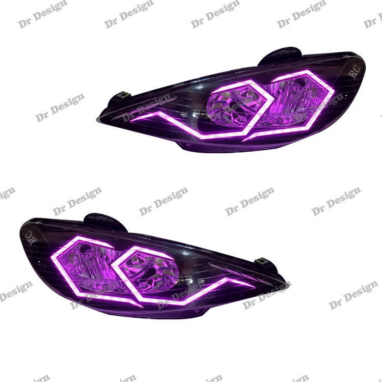 چراغ جلو اسپرت 206 طرح اسپایدر بنفش