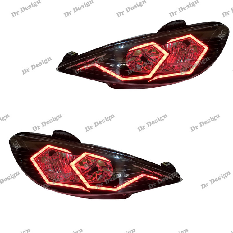 چراغ جلو اسپرت 206 طرح اسپایدر قرمز