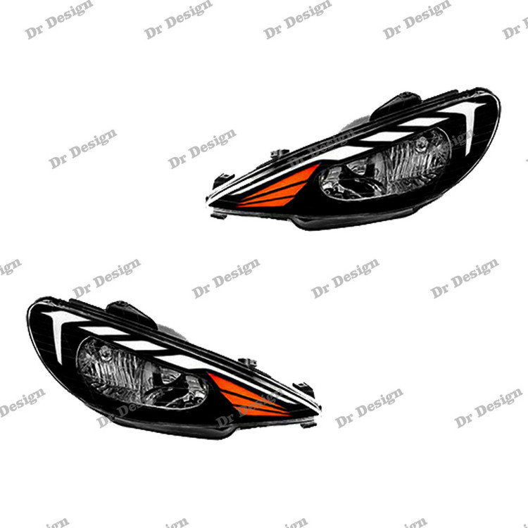 چراغ جلو اسپرت 206 طرح ویلد سفید