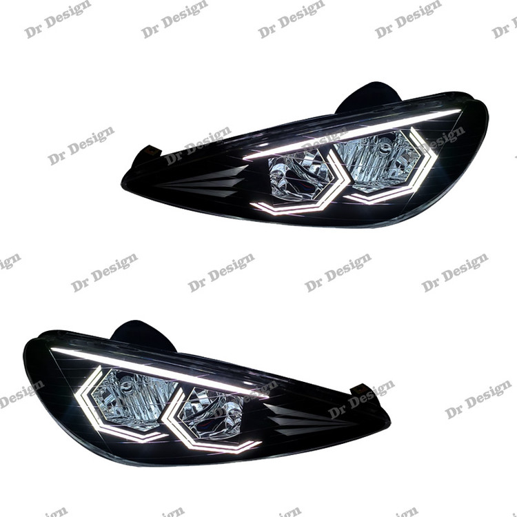 چراغ جلو اسپرت 206 طرح هگزا سفید