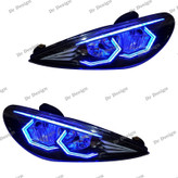 چراغ جلو اسپرت 206 طرح هگزا آبی