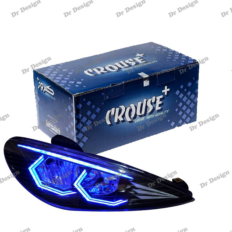 چراغ جلو اسپرت 206 کروز طرح هگزا آبی