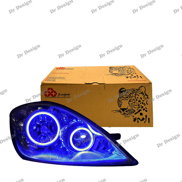 چراغ جلو اسپرت تیبا جمع ساز مدل حلقه نعون آبی