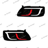 چراغ جلو اسپرت پراید طرح آبشاری سفید قرمز