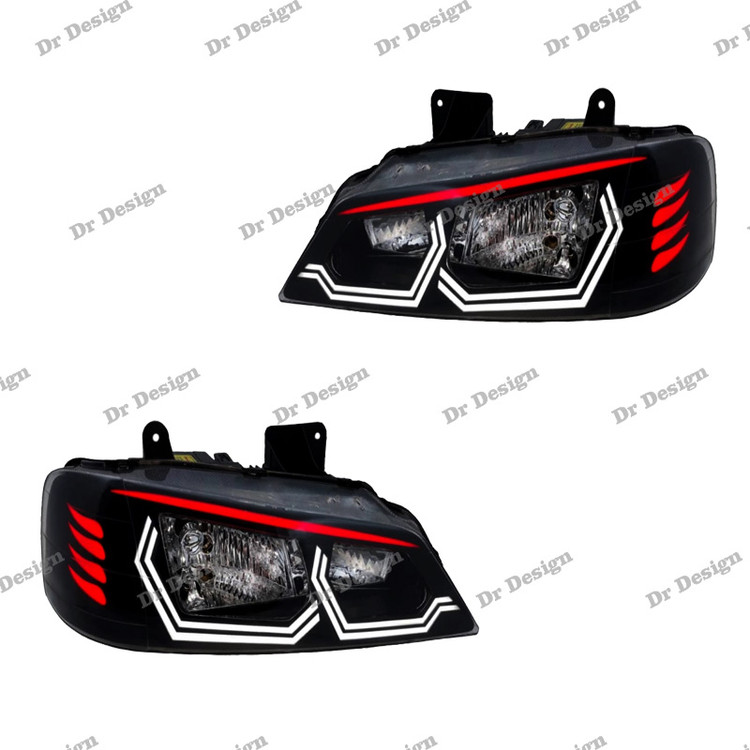 چراغ جلو اسپرت پارس طرح هگزا سفید قرمز