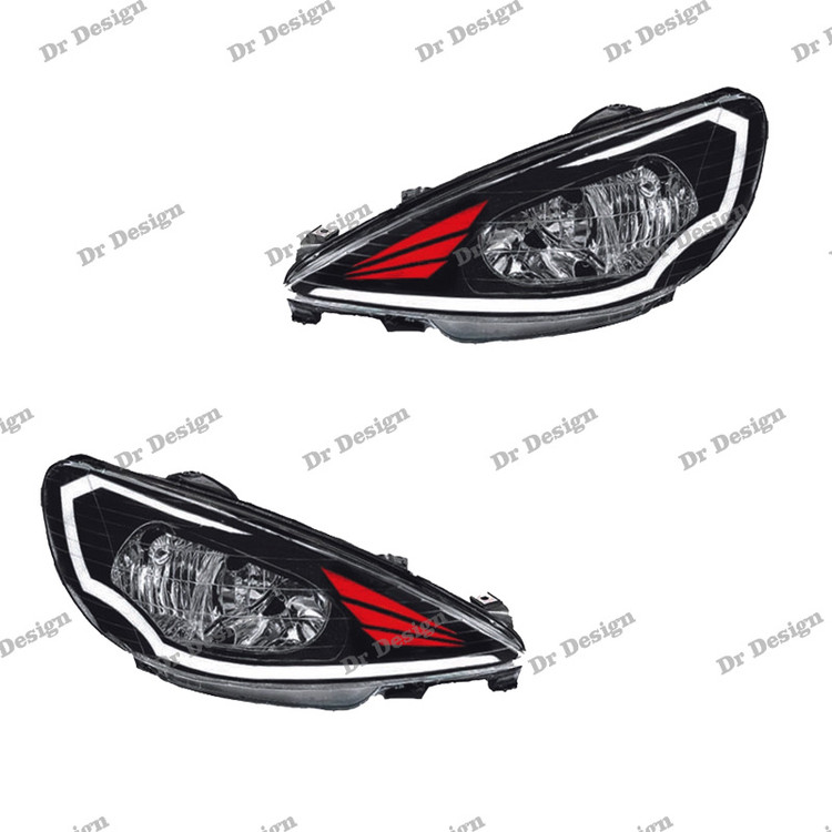 چراغ جلو اسپرت 206 طرح کامارو سفید