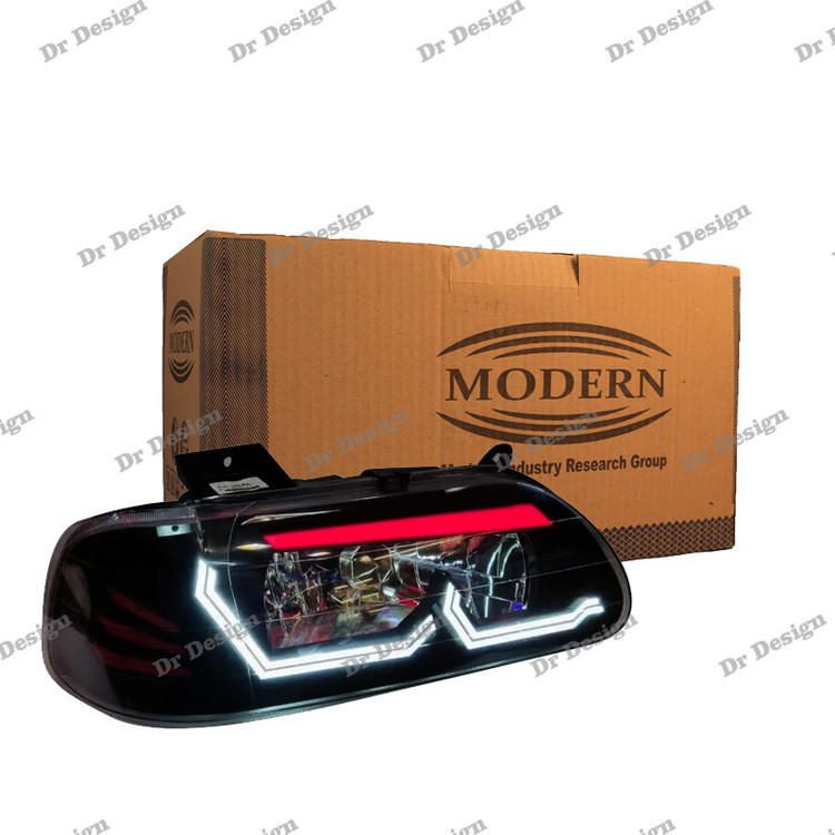 چراغ جلو اسپرت پراید مدرن طرح هگزا سفید قرمز