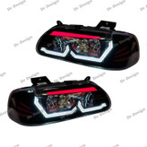 چراغ جلو اسپرت پراید طرح هگزا سفید قرمز