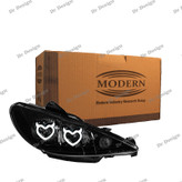 چراغ جلو اسپرت 206 مدرن طرح قلب شاخ دار سفید داخل مشکی