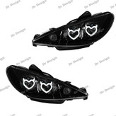 چراغ جلو اسپرت 206 طرح قلب شاخ دار سفید داخل مشکی
