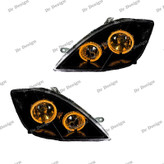 چراغ جلو اسپرت تیبا 1 و 2 طرح حلقه سه بعدی انبه ای داخل مشکی