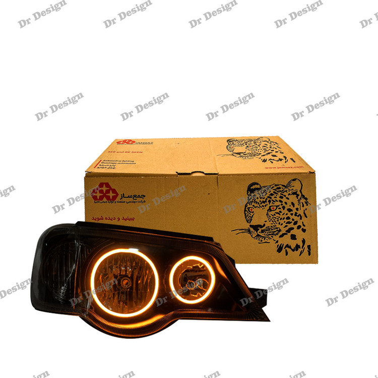 چراغ جلو اسپرت پراید 111 و 132 جمع ساز مدل نعون انبه ای داخل مشکی