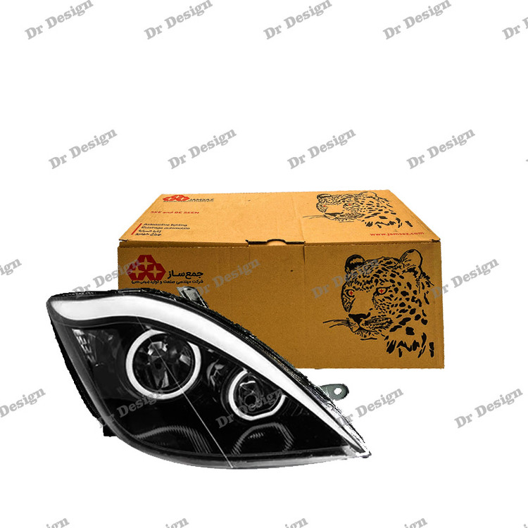 چراغ جلو اسپرت تیبا 1 و 2 جمع ساز طرح انگری سفید داخل مشکی