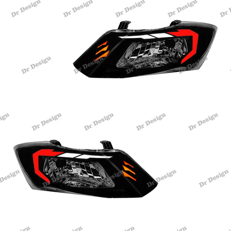 چراغ جلو اسپرت ساینا و کوییک طرح آئودی سفید قرمز