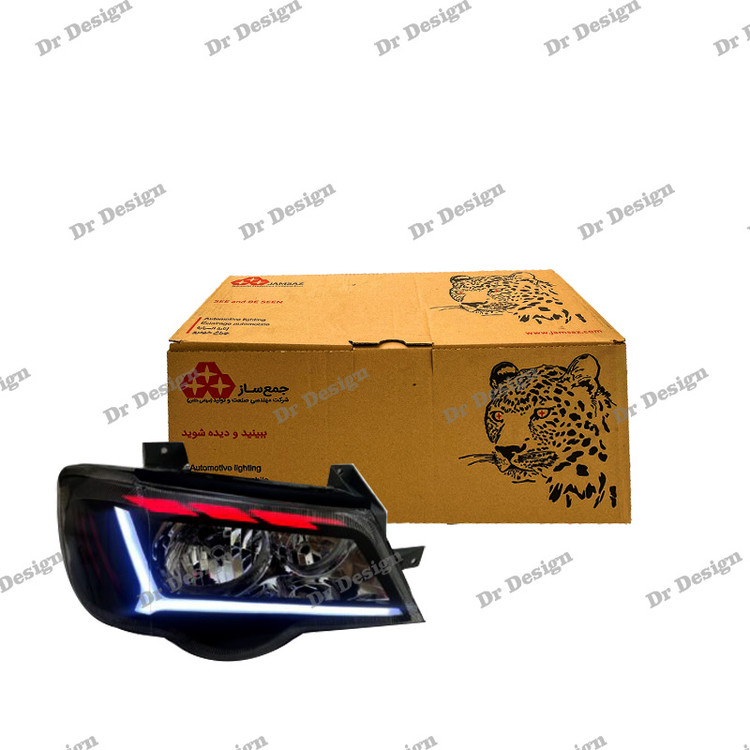 چراغ جلو اسپرت پراید 111 و 132 جمع ساز طرح آئودی سفید قرمز