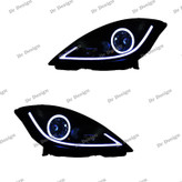 چراغ جلو اسپرت تیبا 1 و 2 طرح XF سفید داخل مشکی