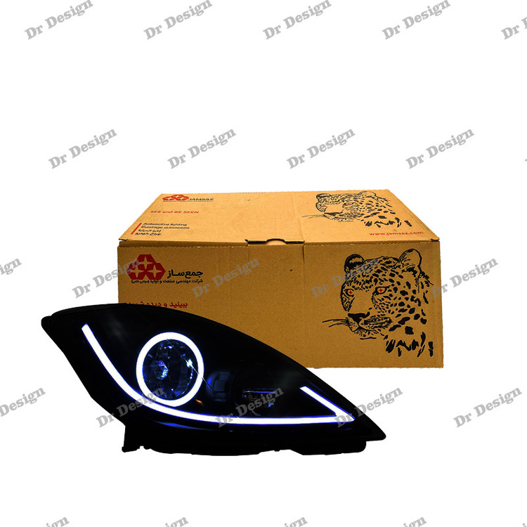 چراغ جلو اسپرت تیبا 1 و 2 جمع ساز طرح XF سفید داخل مشکی