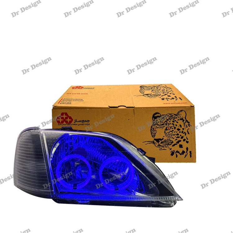 چراغ جلو اسپرت ال 90 جمع ساز طرح جفت حلقه سه بعدی آبی