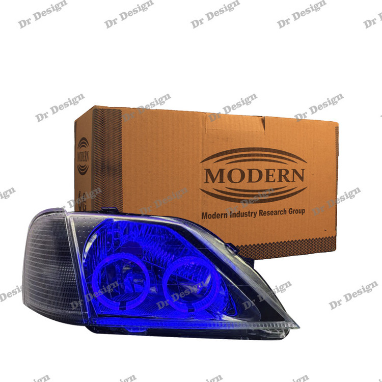 چراغ جلو اسپرت ال 90 مدرن طرح جفت حلقه سه بعدی آبی